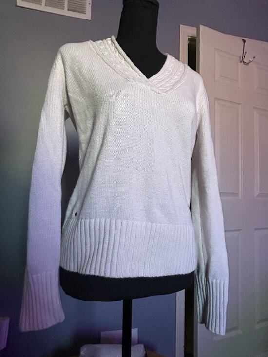 Converse Sweaters - Women's Converse All Star Sweater V-neck White Size Large